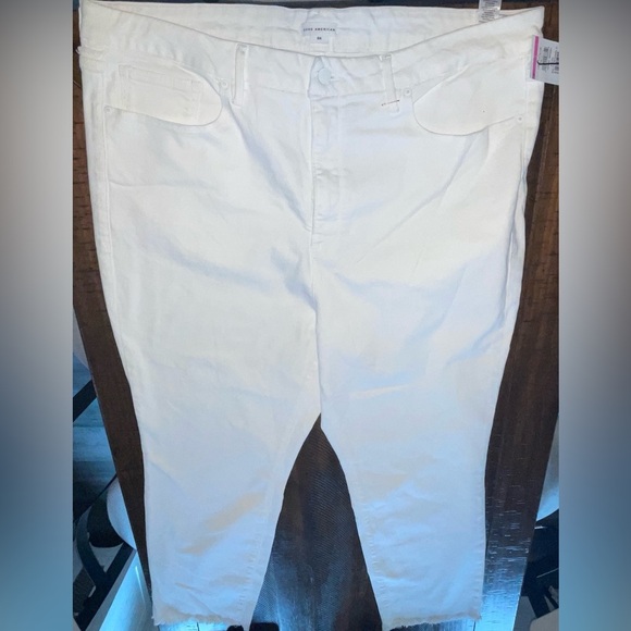Good American glc1046t white jeans fringe detail NWT Skinny size 24 euro summer - Picture 4 of 10